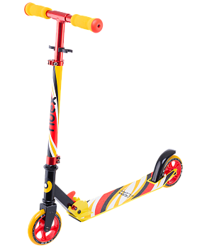 БЕЗ УПАКОВКИ Самокат 2-колесный Flow 125 мм, красный/желтый БЕЗ УПАКОВКИ Самокат 2-колесный Flow 125 мм, красный/желтый